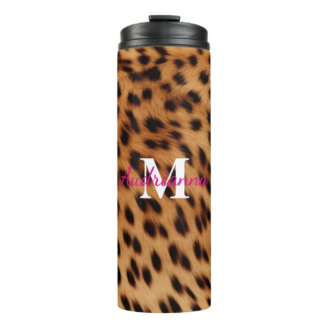 Leopard Animal Print Monogram Thermal Tumbler (Front)
