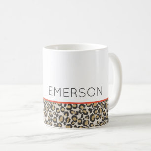 Leopard Animal Print Neutral Chic NAME Coffee Mug