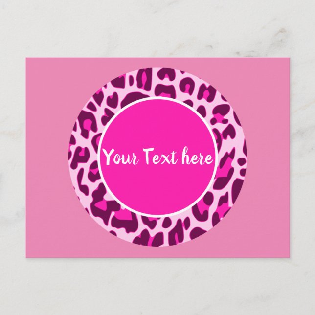 Leopard Animal Print Pattern Circle Fashion Pink Postcard (Front)