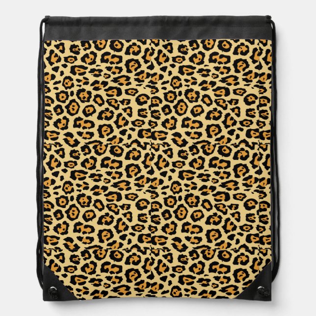 Leopard Animal Print Pattern Drawstring Bag (Front)