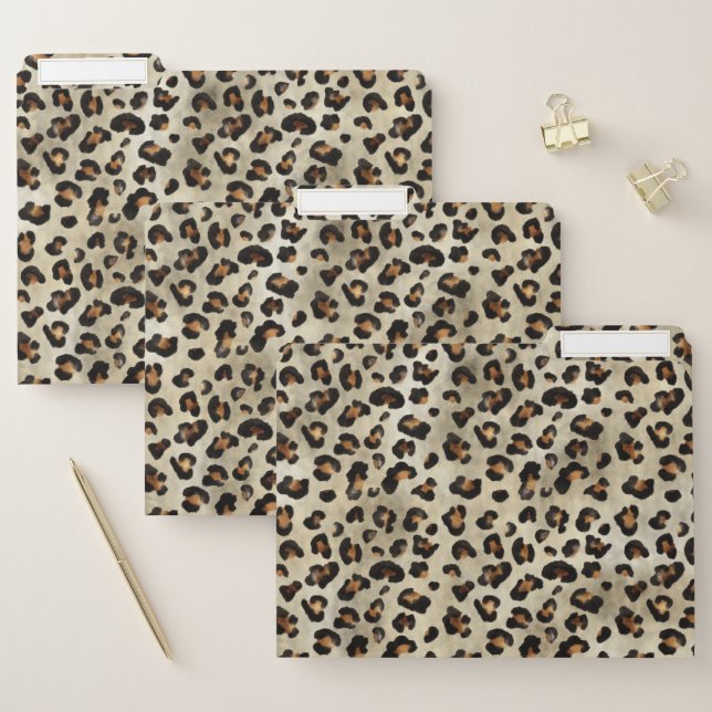 Leopard Animal Print Pattern In Beige And Brown File Folder (Set)