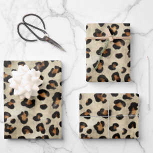 Leopard Animal Print Pattern In Beige And Brown Wrapping Paper Sheets