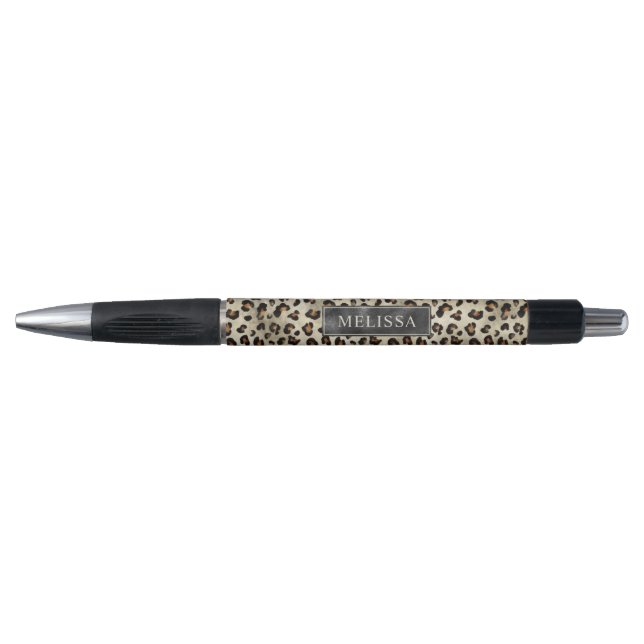 Leopard Animal Print Pattern In Beige With Name Pen (Front)