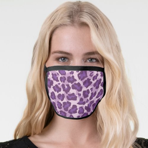 Leopard animal print pattern in multi tone purple face mask