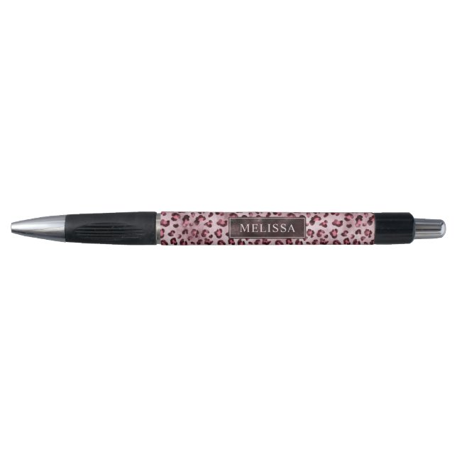 Leopard Animal Print Pattern In Pink With Name Pen (Front)