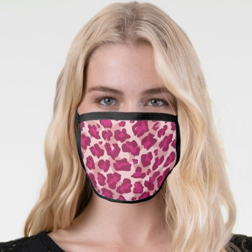 Leopard animal print pattern in red and pink face mask