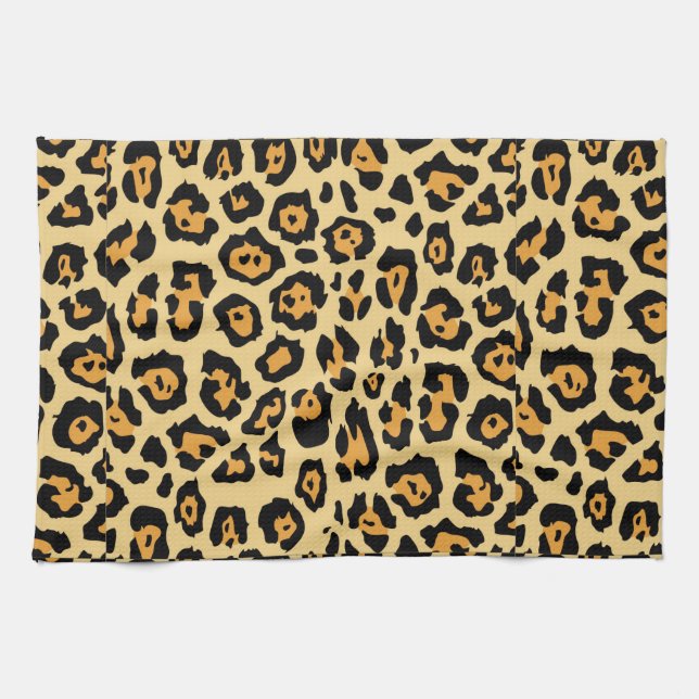 Leopard Animal Print Pattern Kitchen Towel (Horizontal)