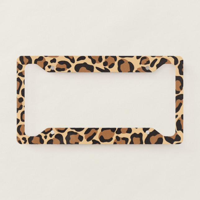 Leopard Animal Print Pattern License Plate Frame (Front)