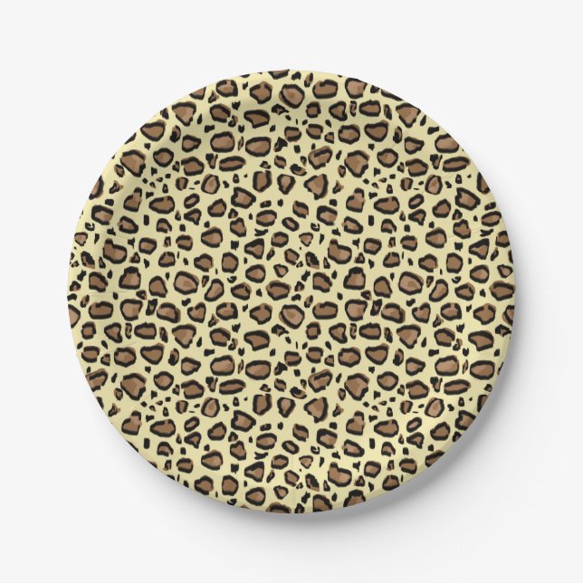 Leopard Animal Print Pattern Paper Plates (Front)