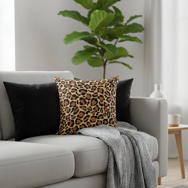 Leopard Animal Print Pattern Throw Pillow (Creator Uploaded)