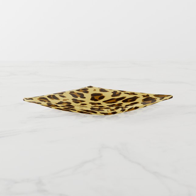 Leopard Animal Print Pattern Trinket Tray (Angled)