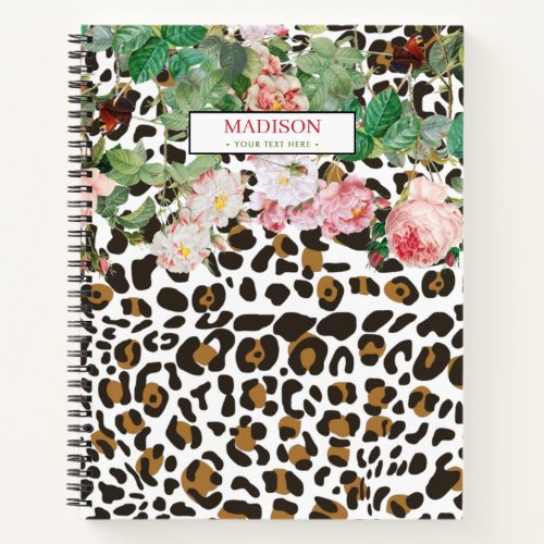 Leopard Animal Print Pattern Vintage Floral   Notebook