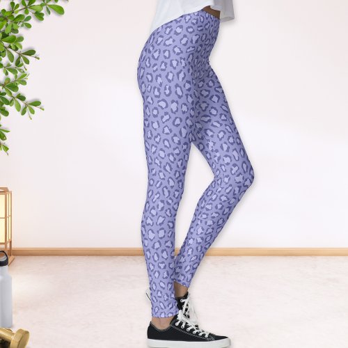 Leopard Animal Print Periwinkle Purple Leggings