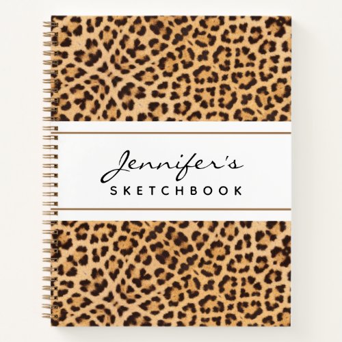Leopard Animal Print Personalized Sketchbook Notebook