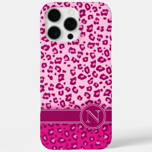 Leopard animal print pink monogram iPhone 16 pro max case