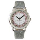 Leopard animal print pink name wrist watch