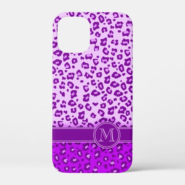 Leopard animal print purple monogram Case-Mate iPhone case (Back)