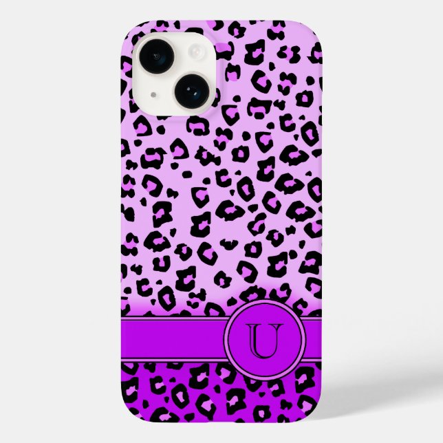 Leopard animal print purple monogram  Case-Mate iPhone case (Back)