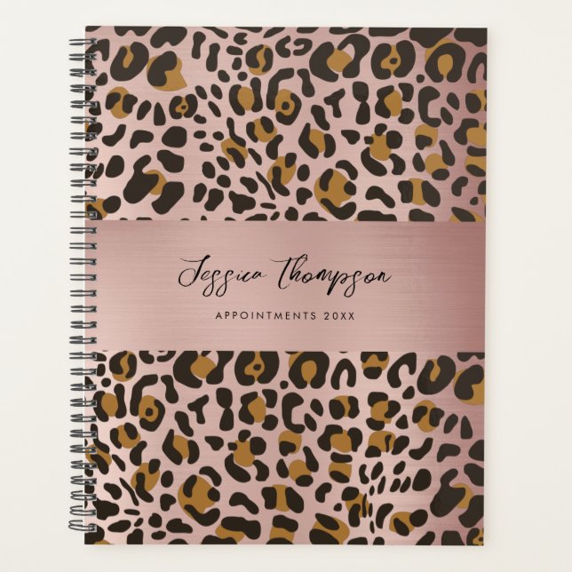 Leopard Animal Print Rose Gold Pattern Planner (Front)