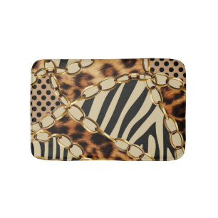 Leopard Animal Print Seamless Pattern Bath Mat