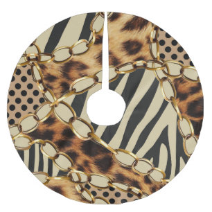 Leopard Animal Print Seamless Pattern Brushed Polyester Tree Skirt