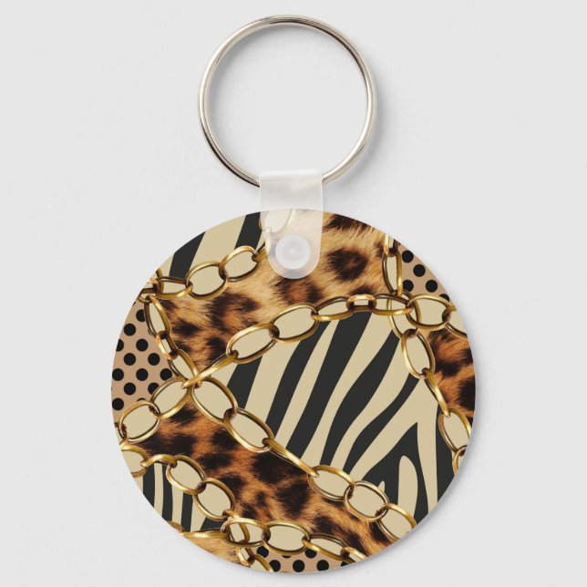 Leopard Animal Print Seamless Pattern Keychain (Front)
