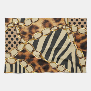 Leopard Animal Print Seamless Pattern Kitchen Towel