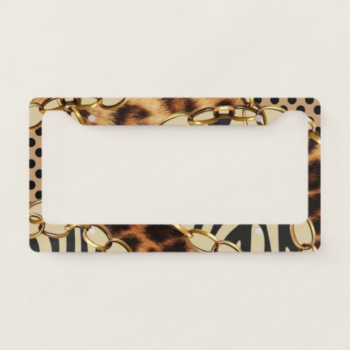 Leopard Animal Print Seamless Pattern License Plate Frame