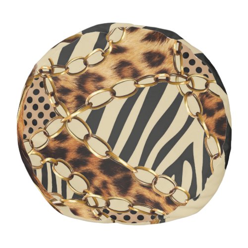 Leopard Animal Print Seamless Pattern Pouf