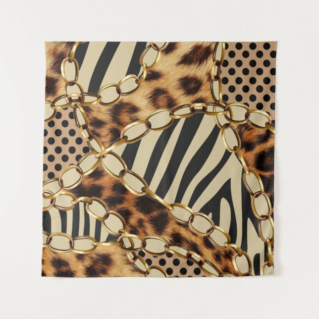 Leopard Animal Print Seamless Pattern Tapestry (Front)