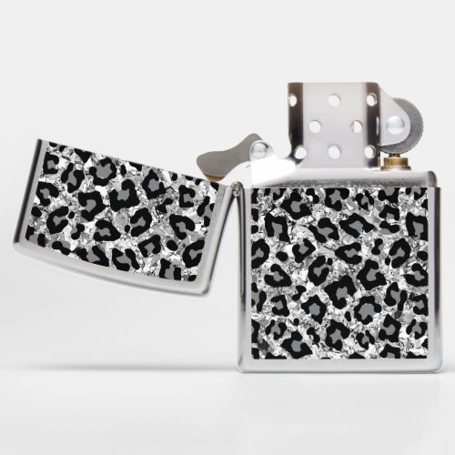 Leopard animal print silver foil background zippo lighter