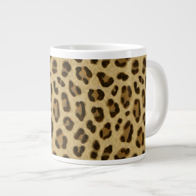 Leopard Animal Print Skin Pattern Giant Coffee Mug (Front Right)