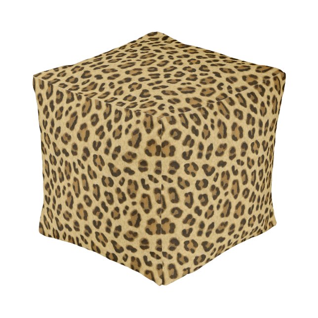 Leopard Animal Print Skin Pattern Pouf (Angled Front)