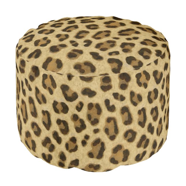 Leopard Animal Print Skin Pattern Pouf (Angled Front)