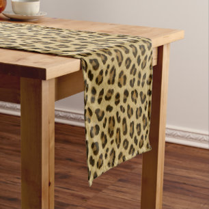 Leopard Animal Print Skin Pattern Short Table Runner