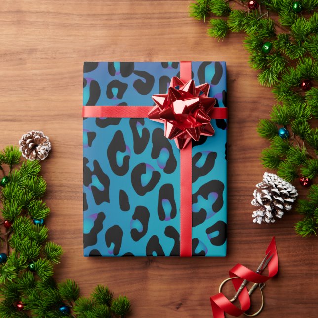 Leopard Animal Print Stylish Purple Ombre Wrapping Paper (Holiday Gift)
