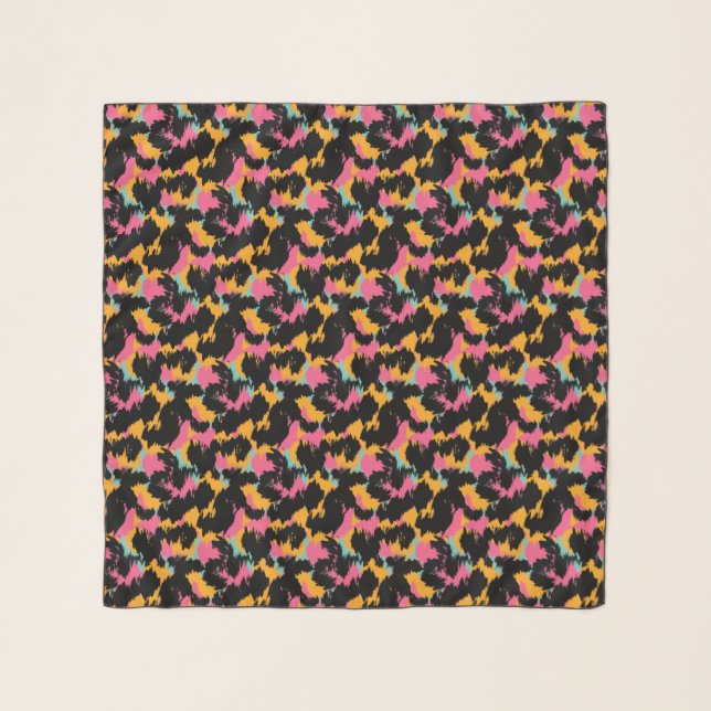 Leopard Animal Print Teal Pink    Scarf (Front)