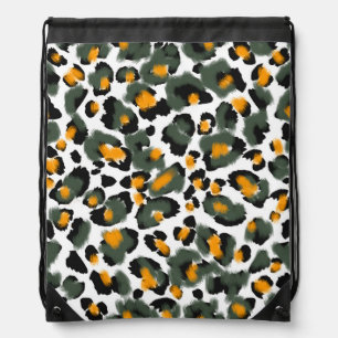 Leopard Animal Print Texture Background Drawstring Bag