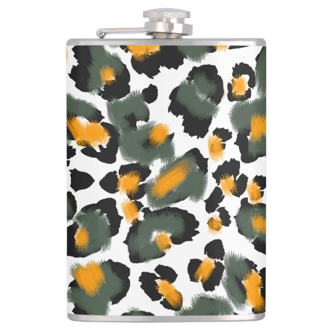 Leopard Animal Print Texture Background Flask (Front)