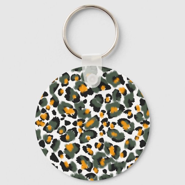 Leopard Animal Print Texture Background Keychain (Front)