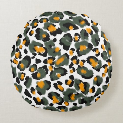 Leopard Animal Print Texture Background Round Pillow
