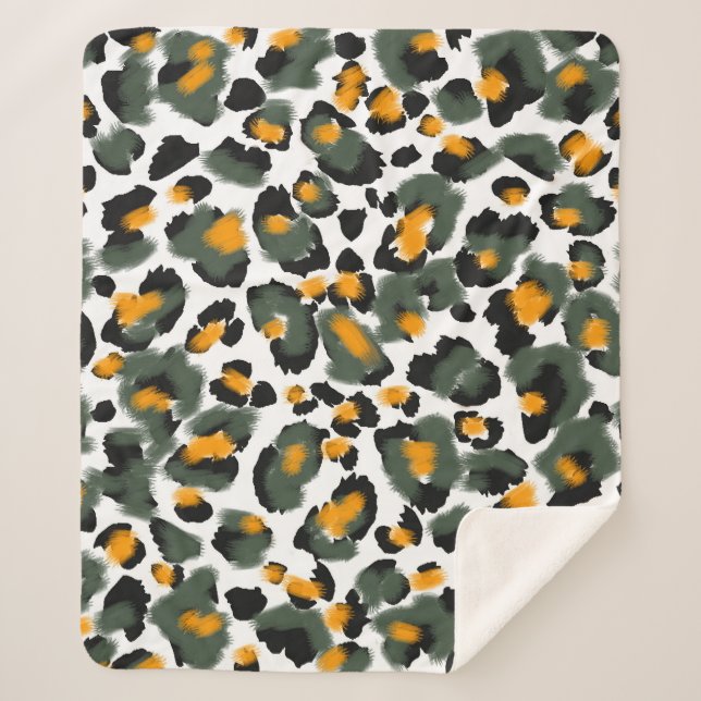 Leopard Animal Print Texture Background Sherpa Blanket (Front)