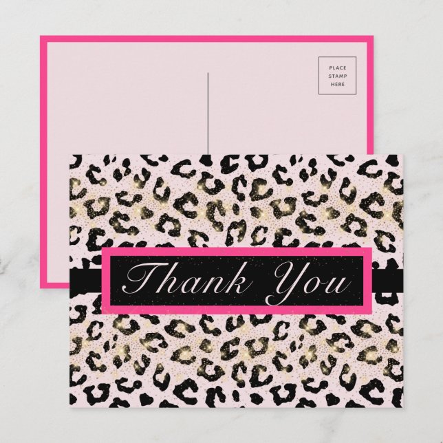 Leopard Animal Print Thank You Post Card (Front/Back)