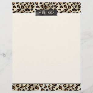 Leopard Animal Print With Black Faux Foil And Name Letterhead