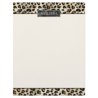Leopard Animal Print With Black Faux Foil And Name Letterhead