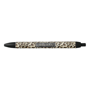 Leopard Animal Print With Black Faux Foil And Name Pen