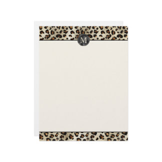 Leopard Animal Print With Black Faux Foil Monogram Letterhead