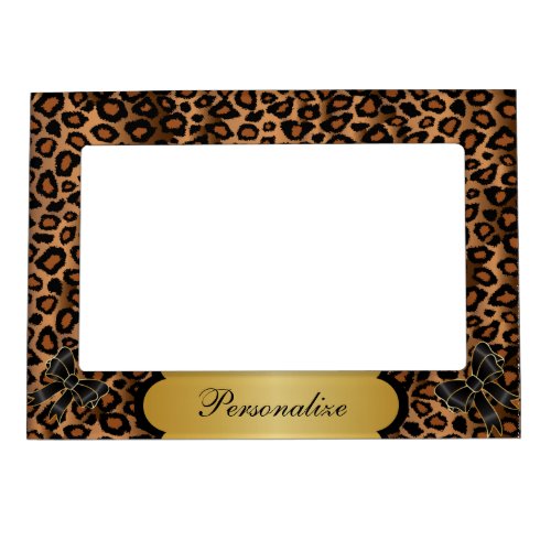 Leopard Animal Print with Gold Accent Magnetic Picture Frame