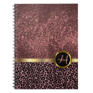 Leopard Animal Print with Rose Gold Glitter Notebook
