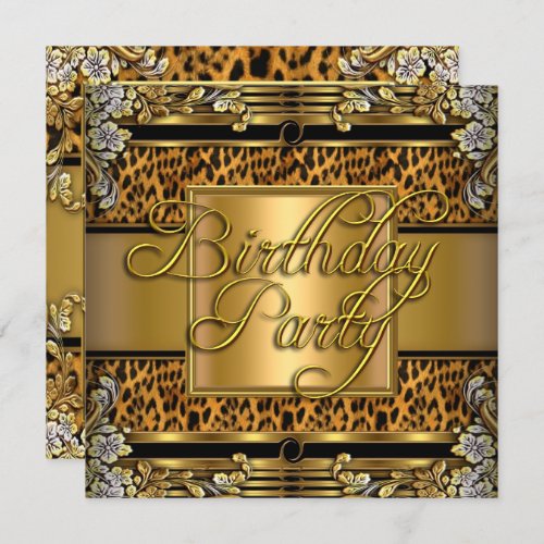 Leopard Animal Print Womans Birthday Party Invitation
